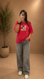 تیشرت باکسی تابستانی طرح قلب - Image 7