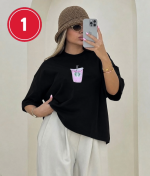 تیشرت باکسی مشکی میکس - Image 2